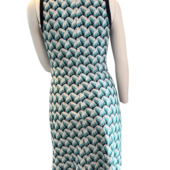 Karen Kane stretch crochet sleeveless vibrant teal and white mini dress size S - Picture 3 of 9